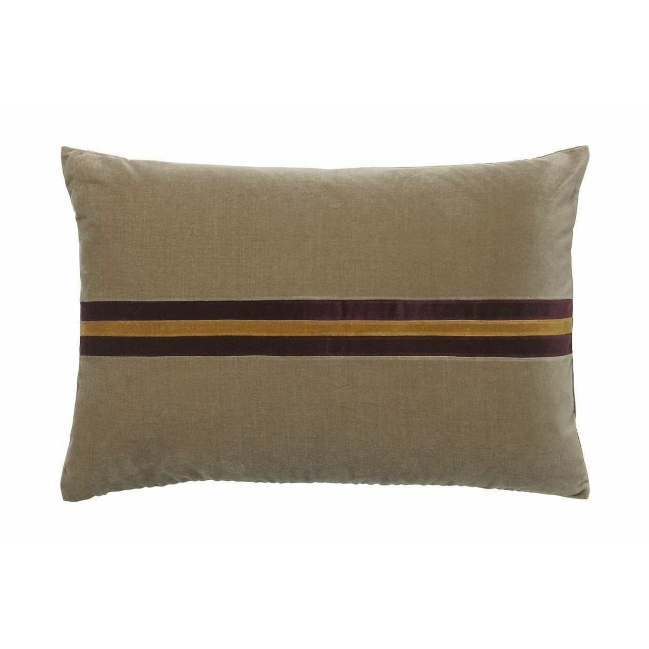 Christina Lundsteen Harlow Velvet Pillow, Taupe/Aubergine/Caramel
