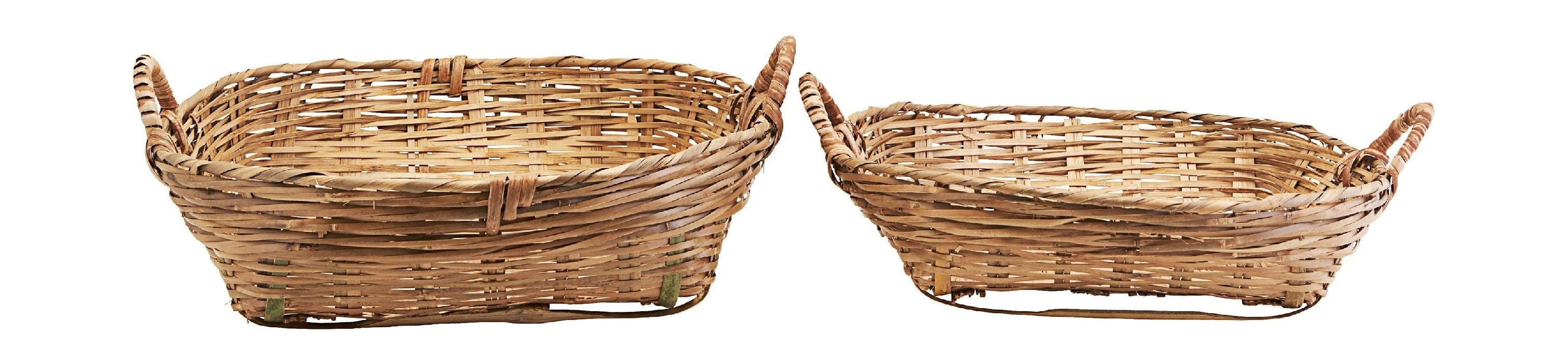 Meraki Tradition Storage Basket Made Of Bamboo Set Of 2, øx H 50x18 & 45x14 Cm
