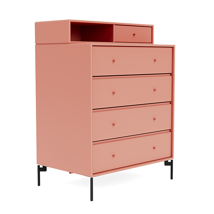 Montana Keep Chest Of Drawers With Legs, Rhubarb/Black