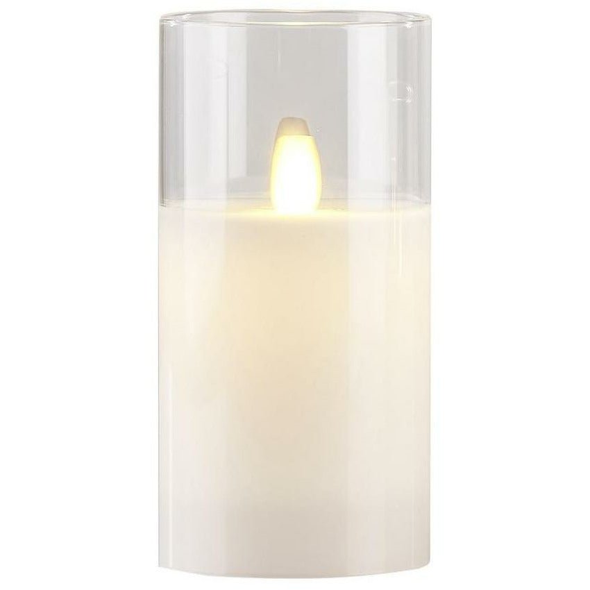 Villa Collection Led Candle Glas With Timer 15 Cm, White