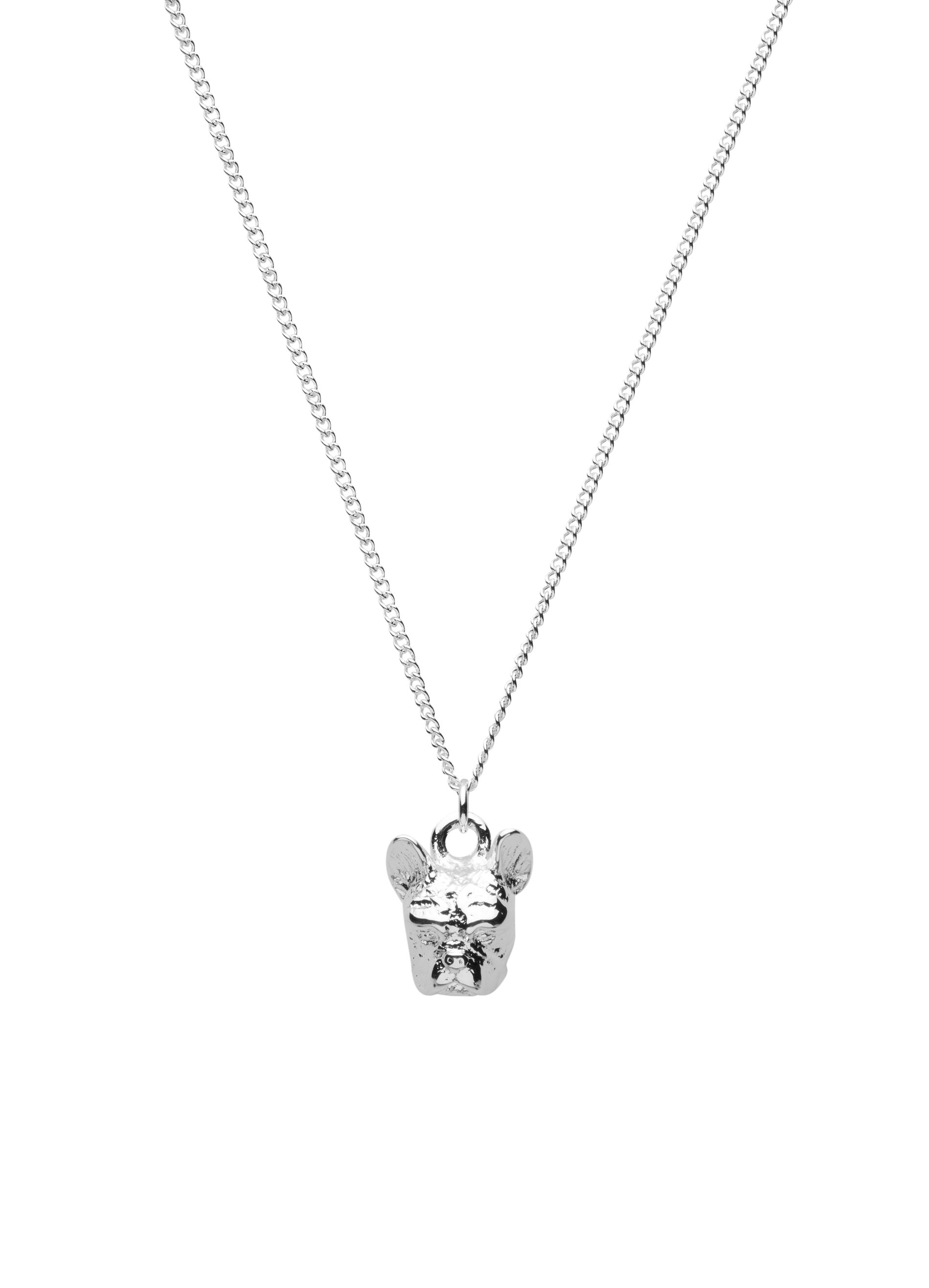 Skultuna French Bulldog Necklace, Silver Plated