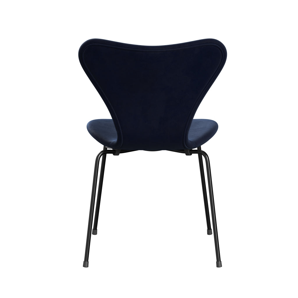 Fritz Hansen 3107 Chair Full Upholstery, Black/Belfast Velvet Midnight Blue