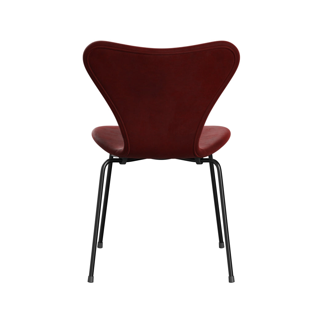 Fritz Hansen 3107 Chair Full Upholstery, Black/Belfast Velvet Autumn Red