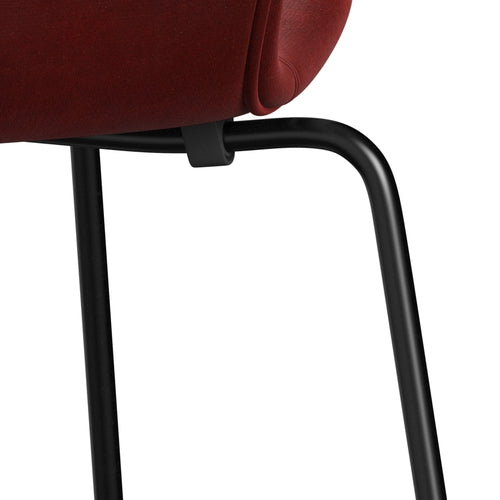 Fritz Hansen 3107 Chair Full Upholstery, Black/Belfast Velvet Autumn Red