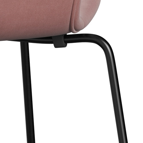 Fritz Hansen 3107 Chair Full Upholstery, Black/Belfast Velvet Misty Rose