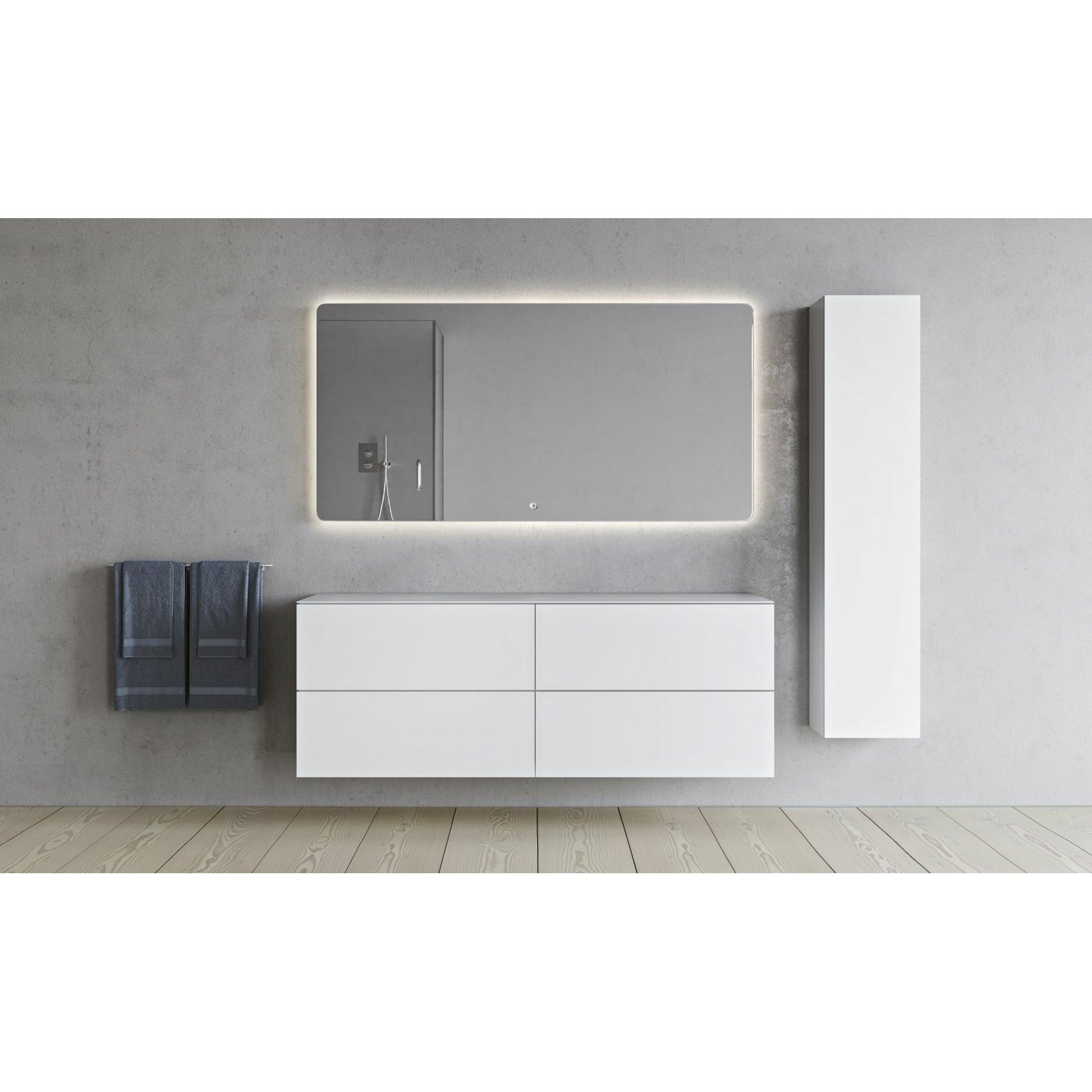 Copenhagen Bath Sq2 Double Cabinet With Countertop, L160 Cm