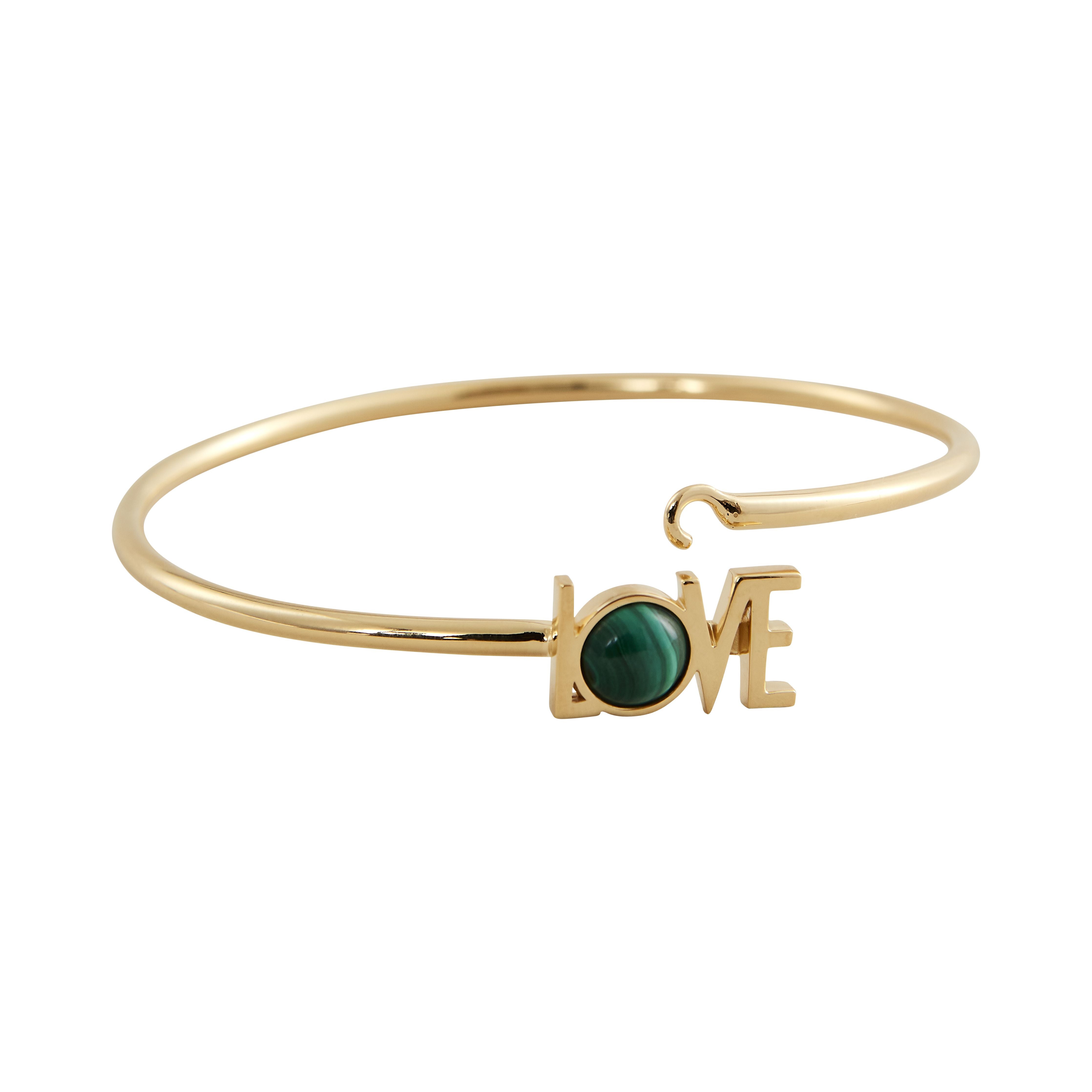 Design Letters Great Love Bangle 18k Gold Plated, Malachite Green