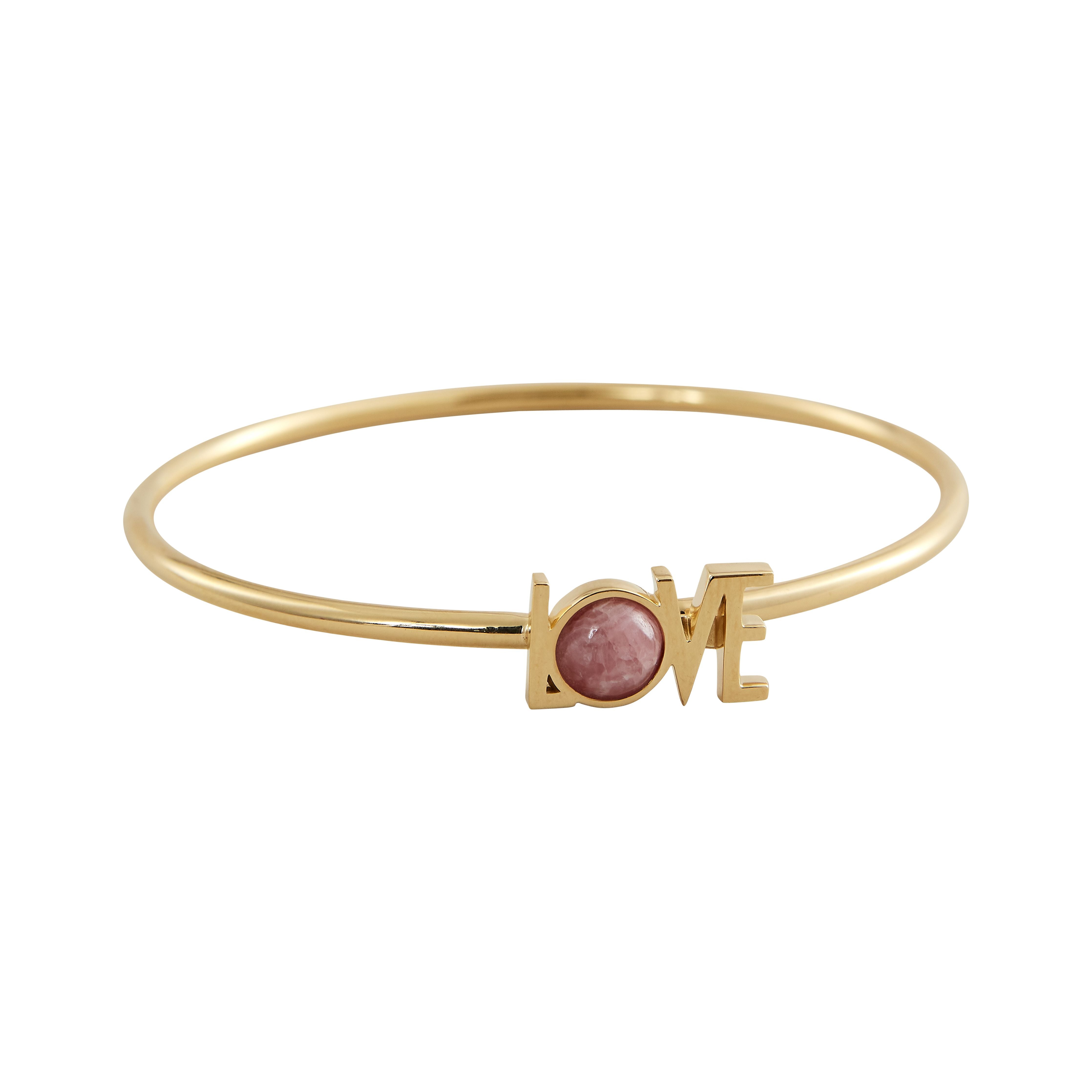 Design Letters Great Love Bangle 18k Gold Plated, Red Chrosite