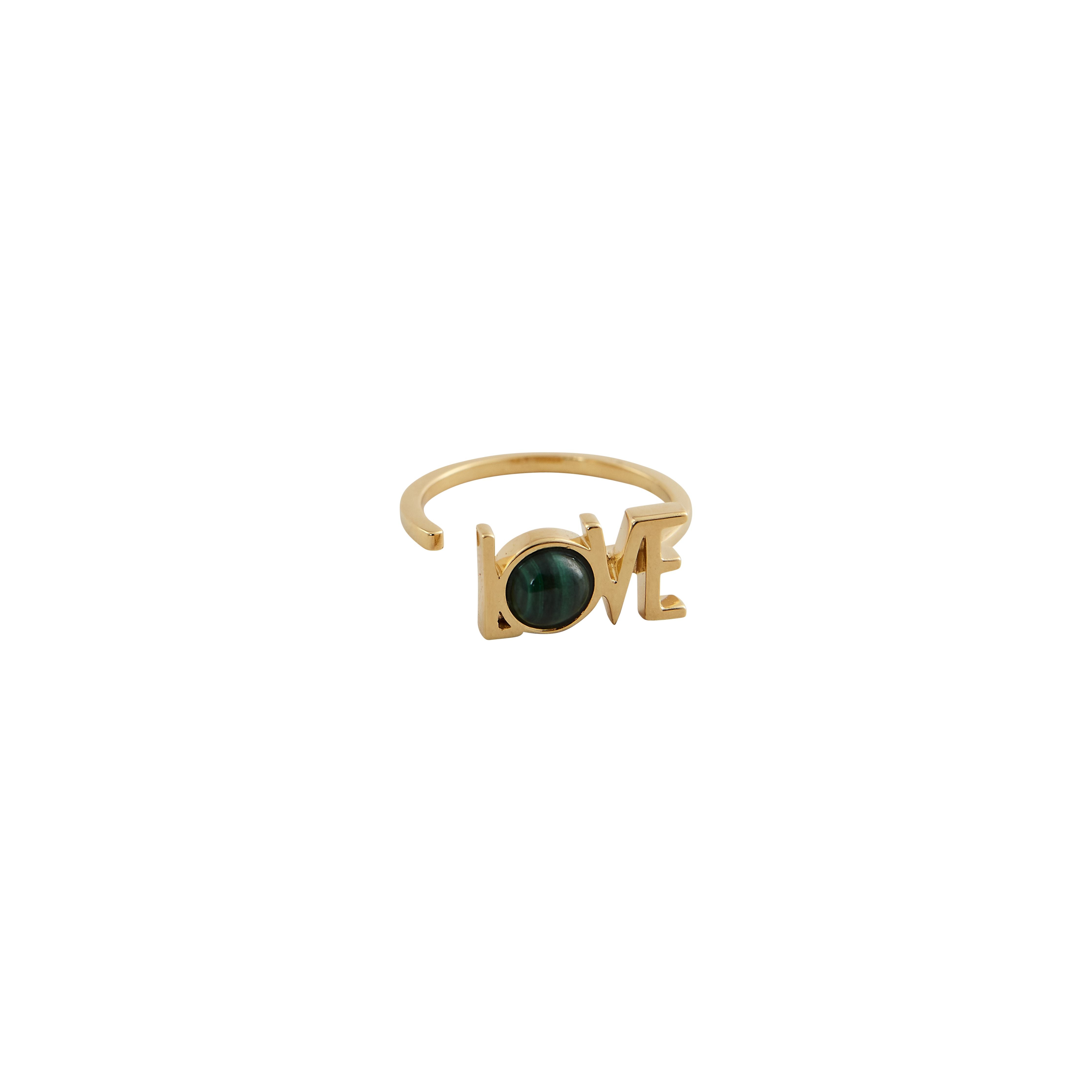 Design Letters Great Love Ring 18k Gold Plated, Malachite Green