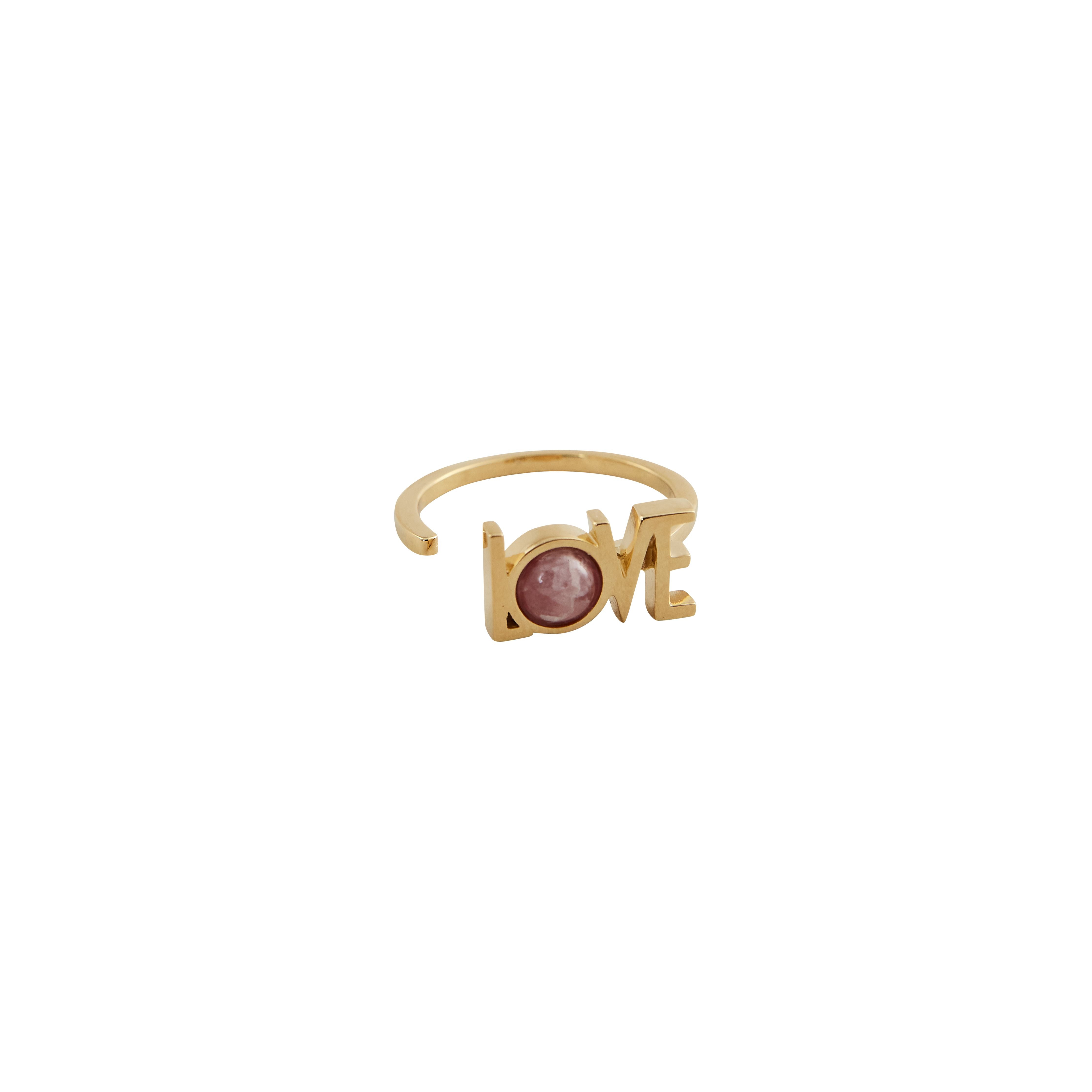 Design Letters Great Love Ring 18k Gold Plated, Red Chrosite