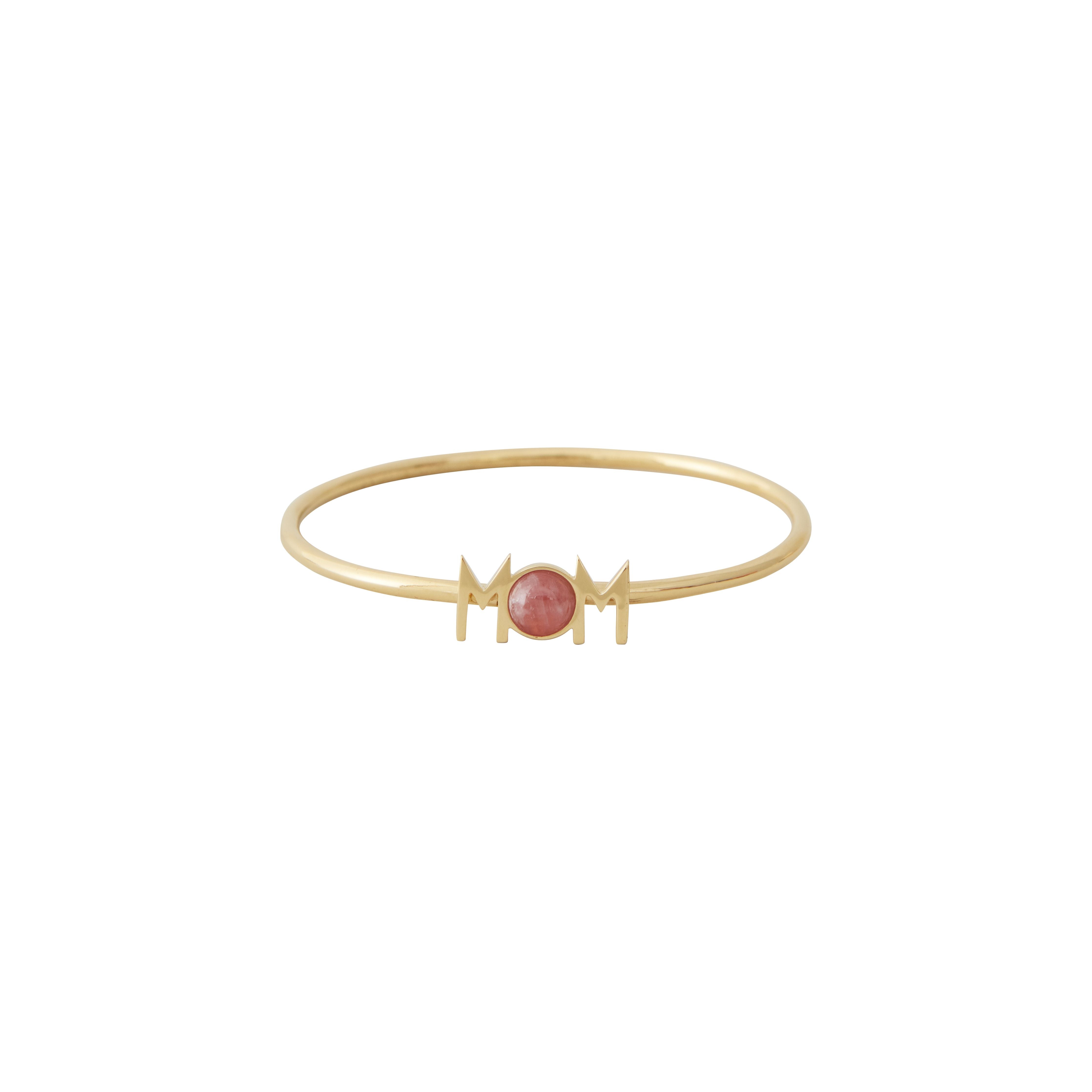 Design Letters Great Mom Bangle 18k Gold Plated, Red Chrosite