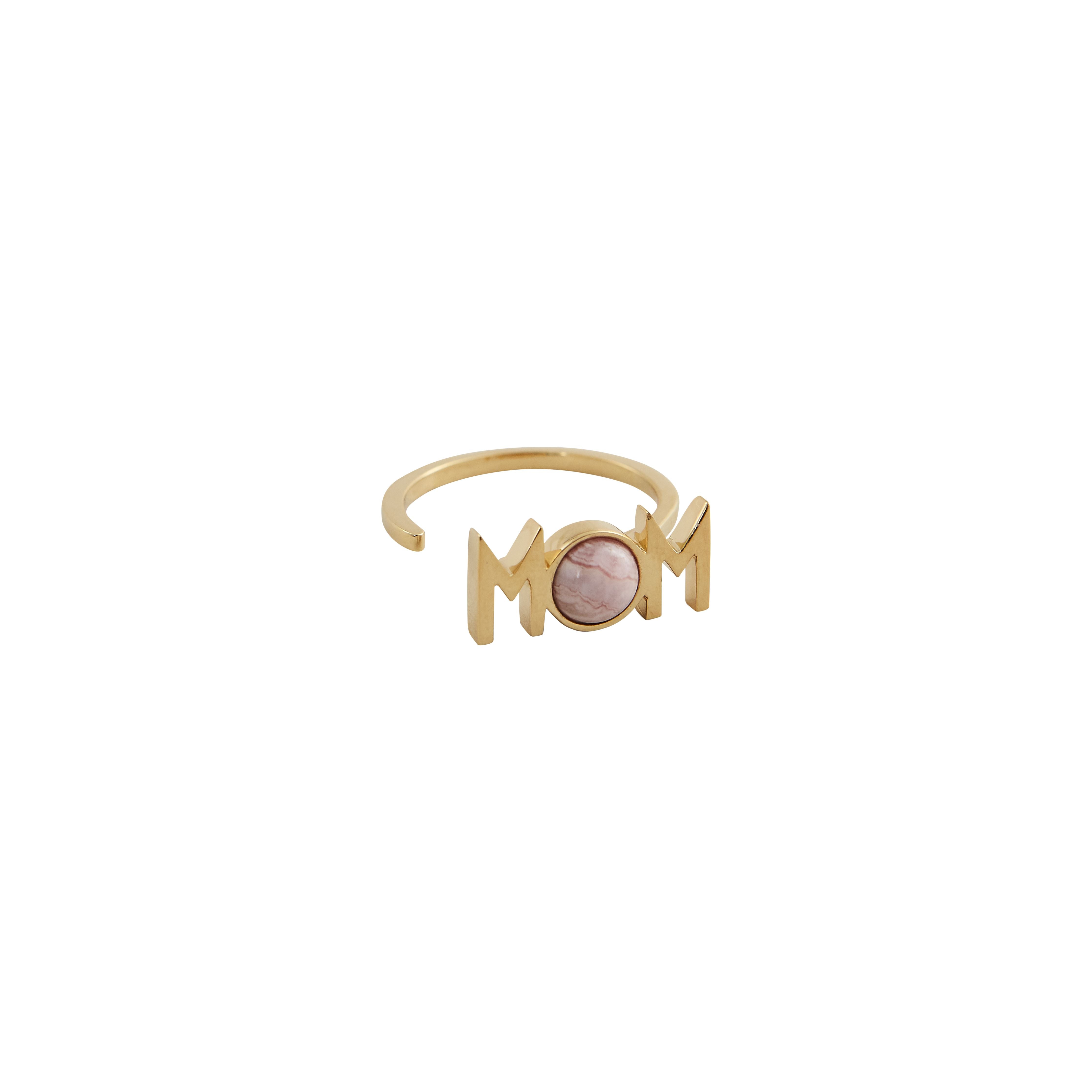 Design Letters Great Mom Ring 18k Gold Plated, Red Chrosite