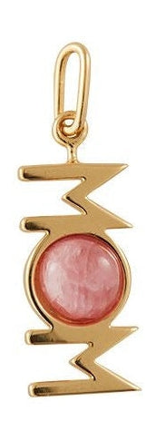 Design Letters Great Mom Pendant 18k Gold Plated, Red Chrosite