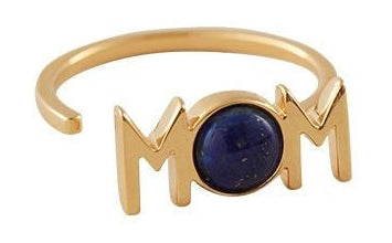 Design Letters Mom Ring 18k Gold Plated, Lapis Lazuli Blue