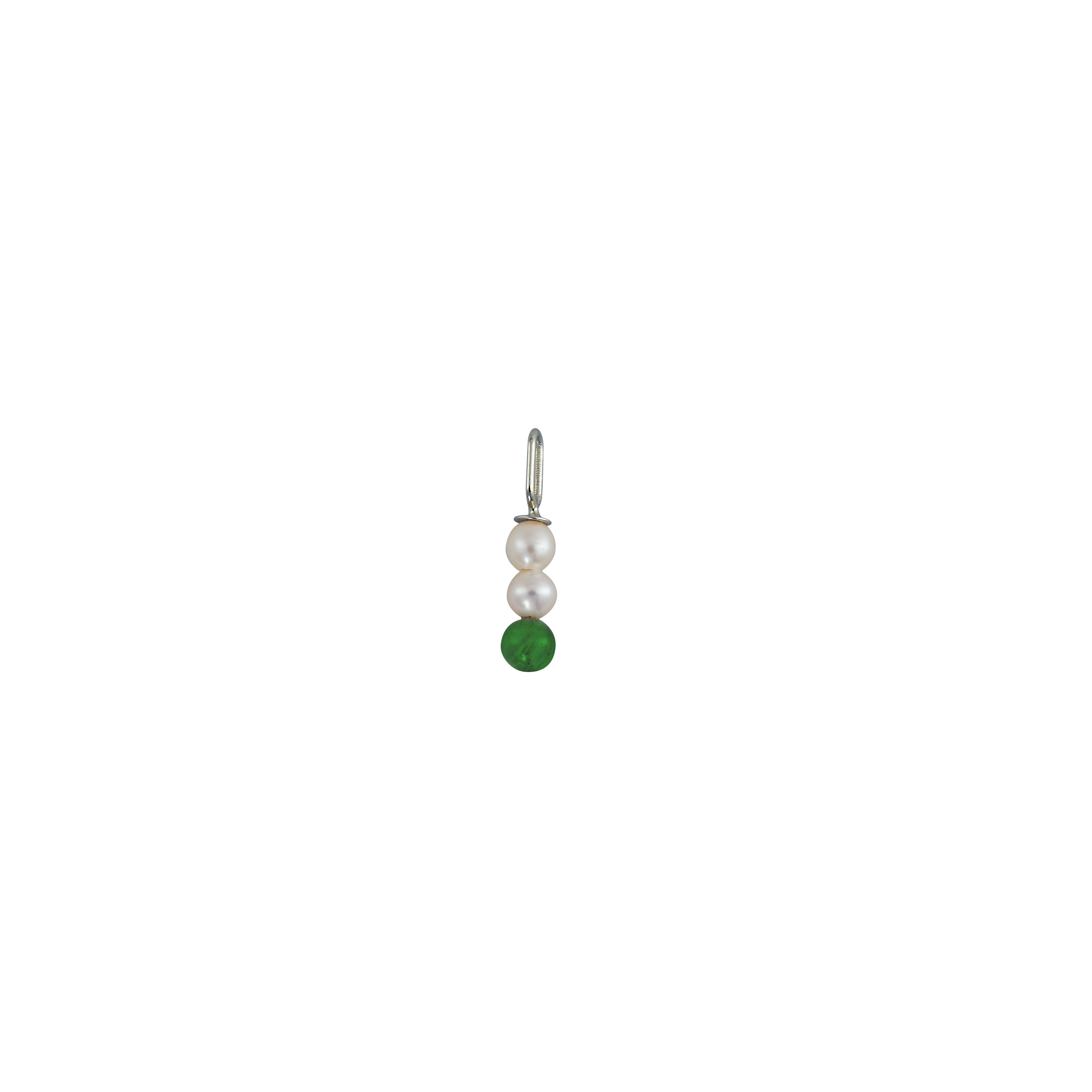 Design Letters Pearl Stick Charm 4 Mm Pendant Silver Plated, Malachite Green