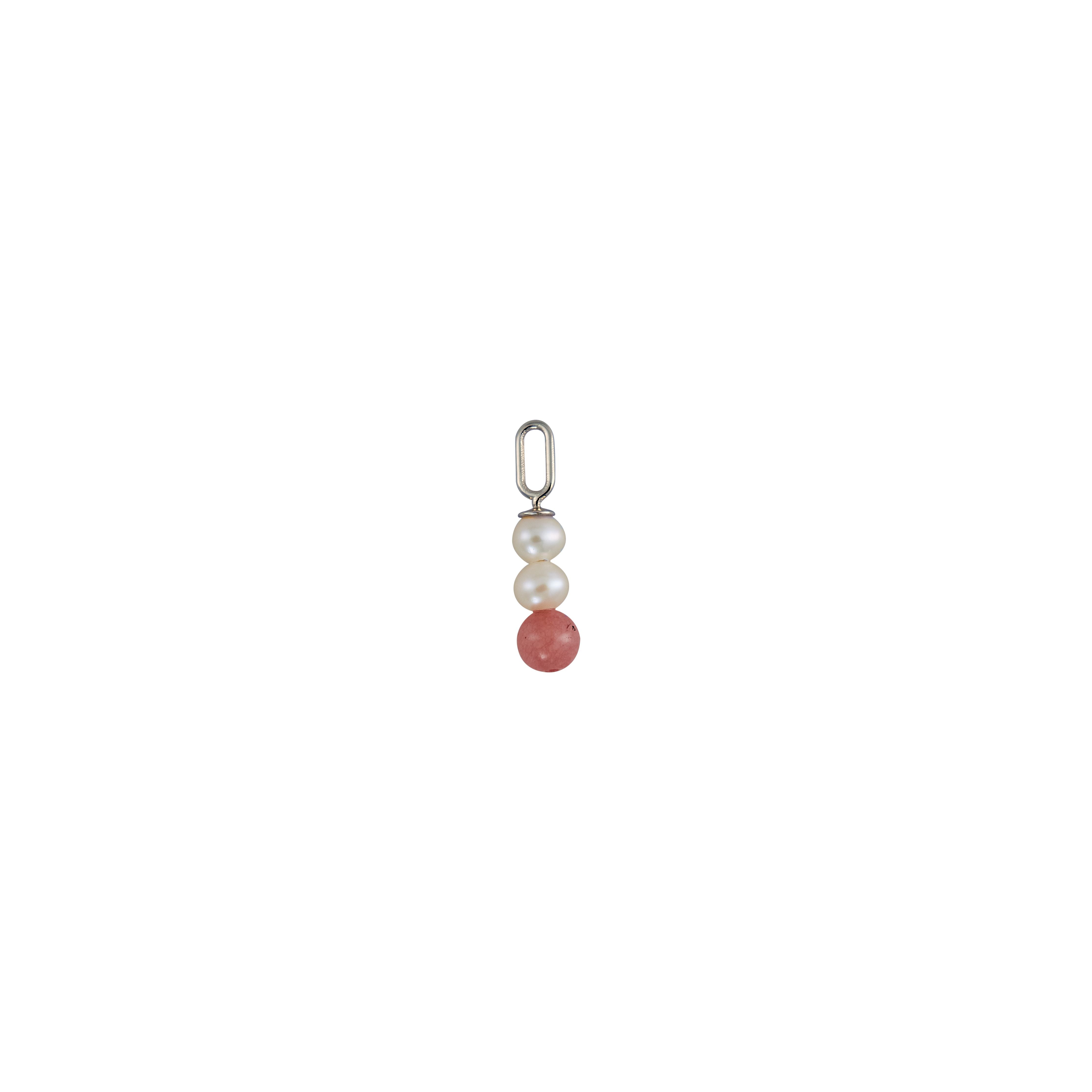 Design Letters Pearl Stick Charm 4 Mm Pendant Silver Plated, Red Chrosite
