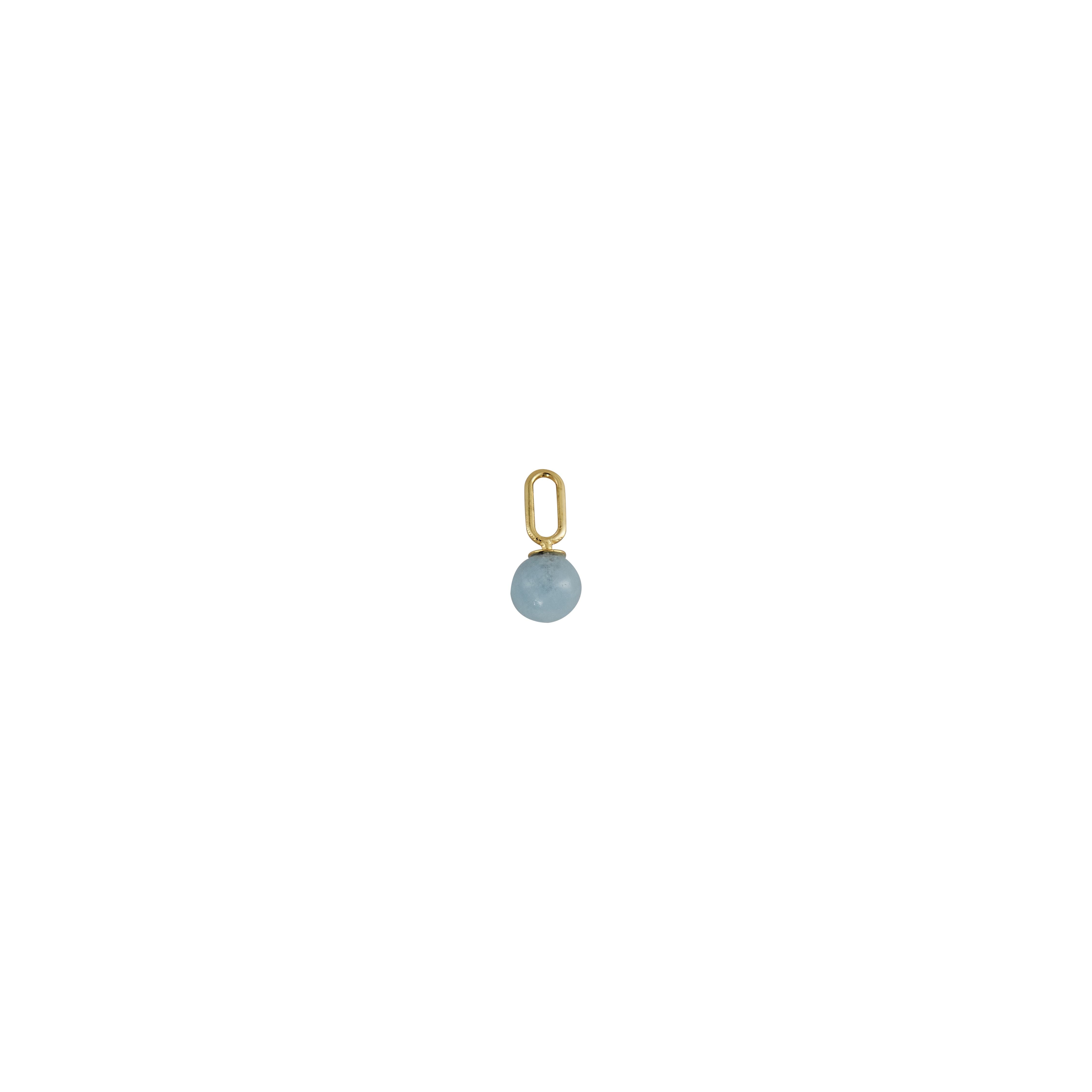 Design Letters Stone Drop Pendant 5 Mm 18k Gold Plated Silver, Aquamarine Blue