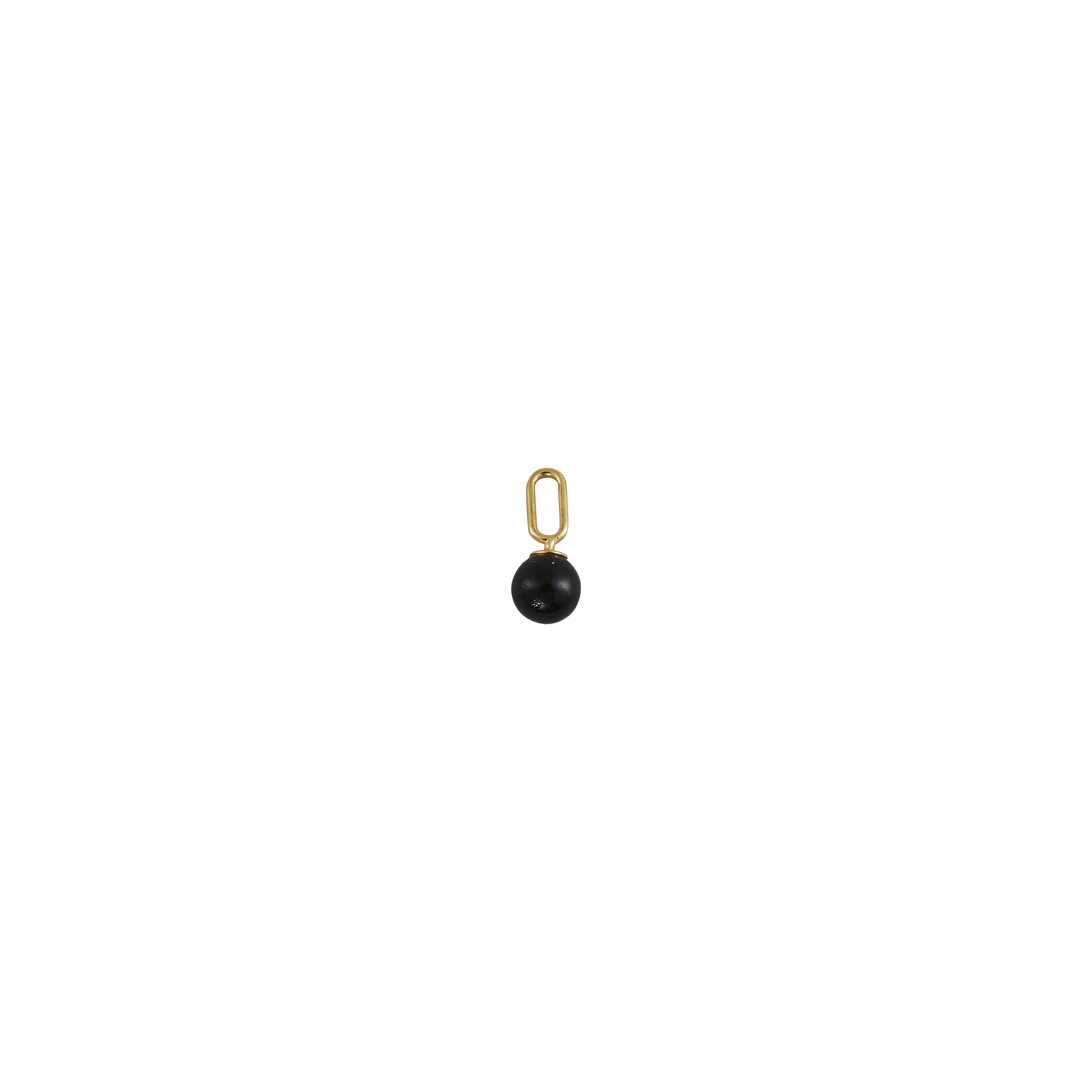 Design Letters Stone Drop Pendant 5mm 18k Gold Plated Silver, Black Agate