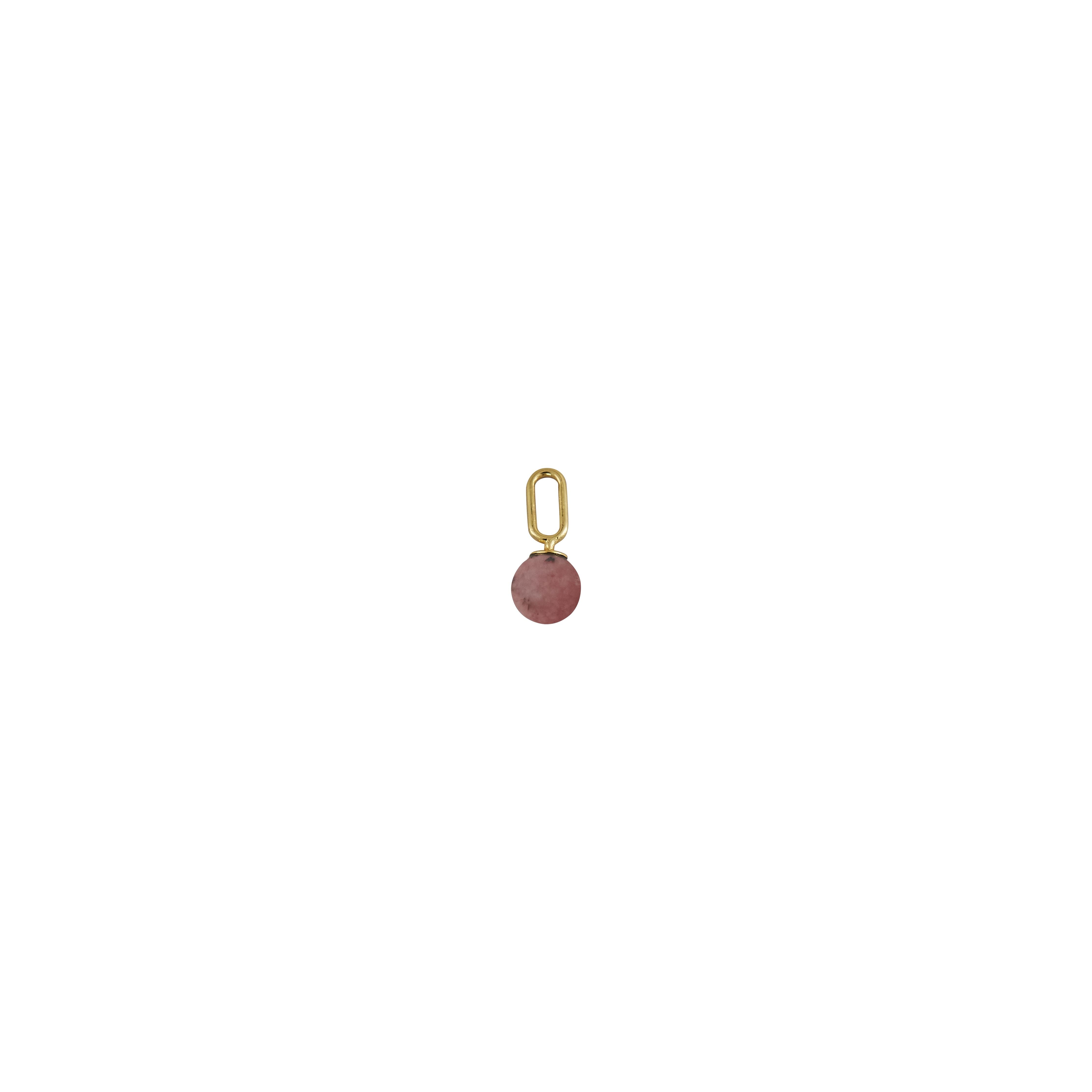 Design Letters Stone Drop Pendant 5mm 18k Gold Plated Silver, Red Chrosite