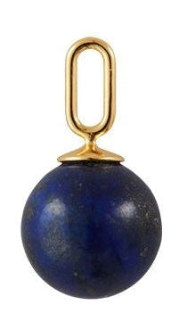 Design Letters Stone Drop Pendant 8mm 18k Gold Plated Silver, Lapis Lazuli Blue