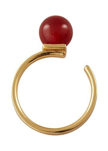 Design Letters Stone Drop Ring 18k Gold Plated, Red Agate