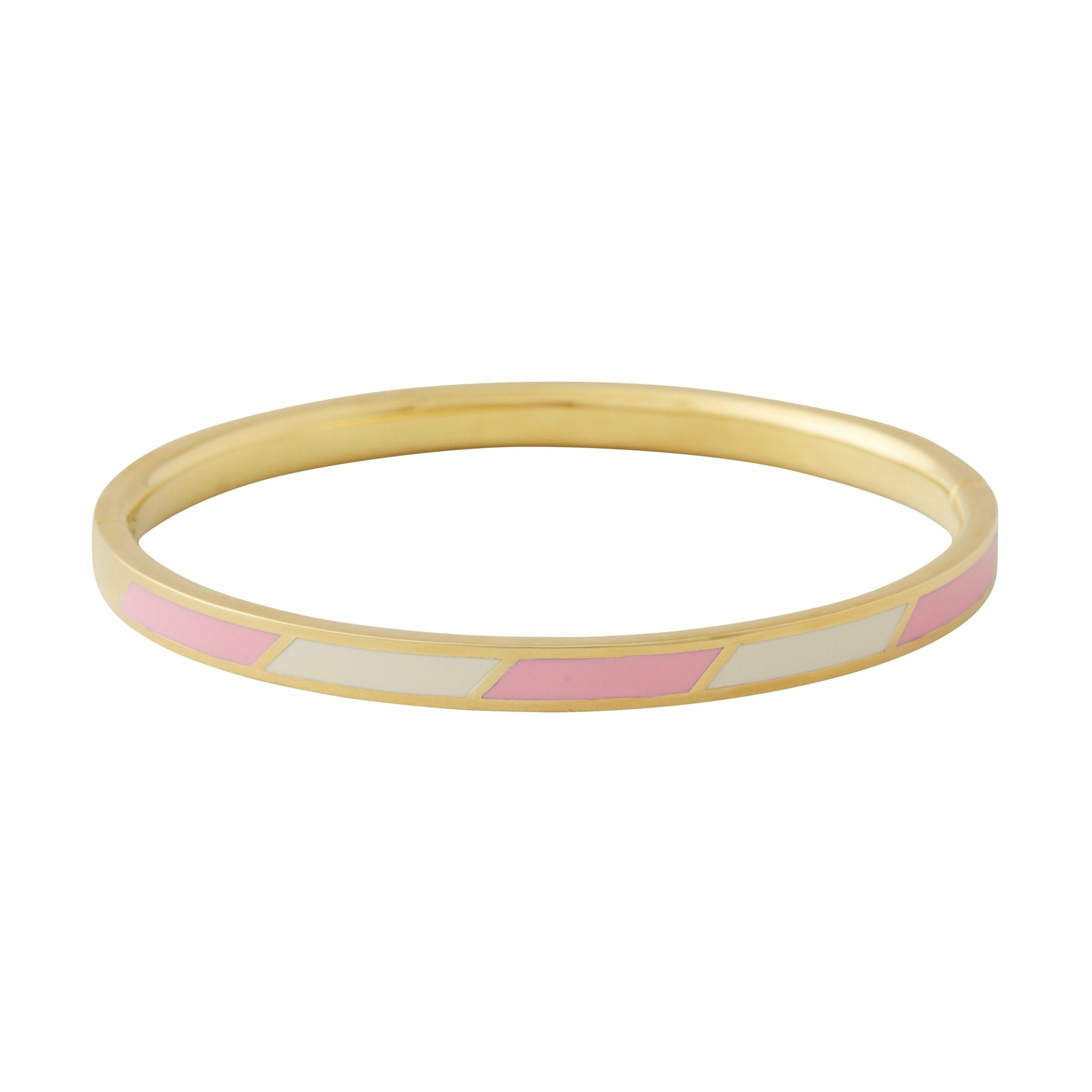 Design Letters Striped Candy Bracelet Brass Gold Platted, Pink/White