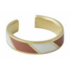 Design Letters Striped Candy Ring Brass Gold Platted, Red/White