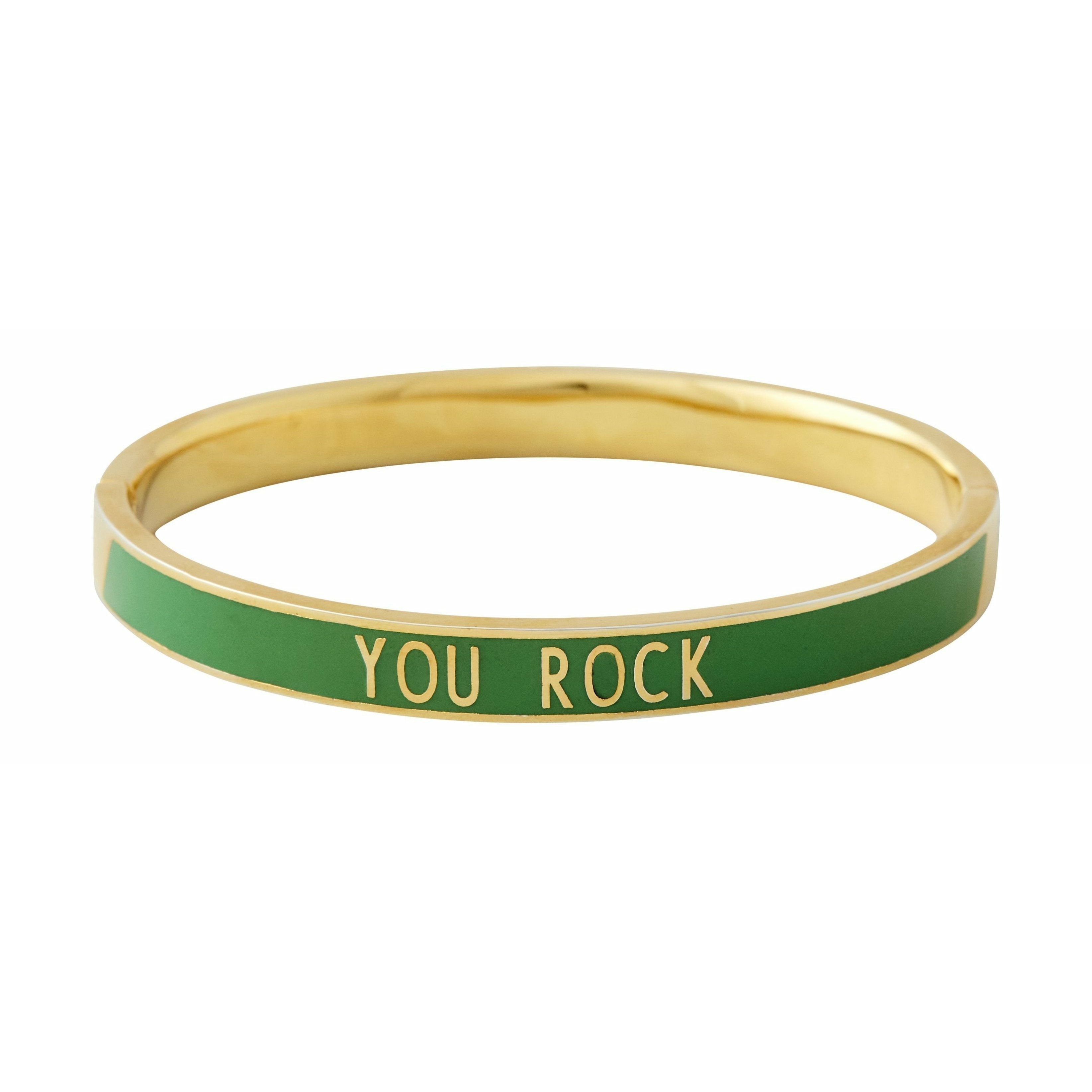 Design Letters Word Candy Bracelet You Rock Brass Gold Platted, Green