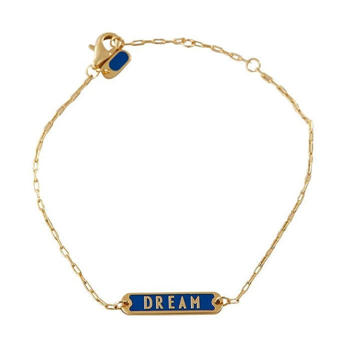 Design Letters Word Candy Bangle Dream Brass Gold Plated, Cobalt Blue