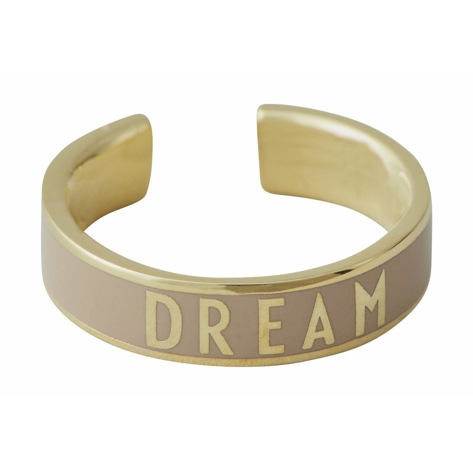 Design Letters Word Candy Ring Dream Brass Gold Platted, Beige