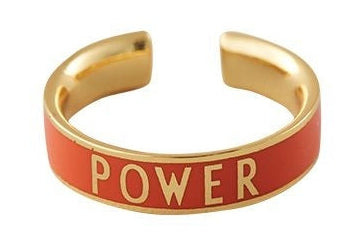 Design Letters Word Candy Ring Power Brass Gold Platted, Orange