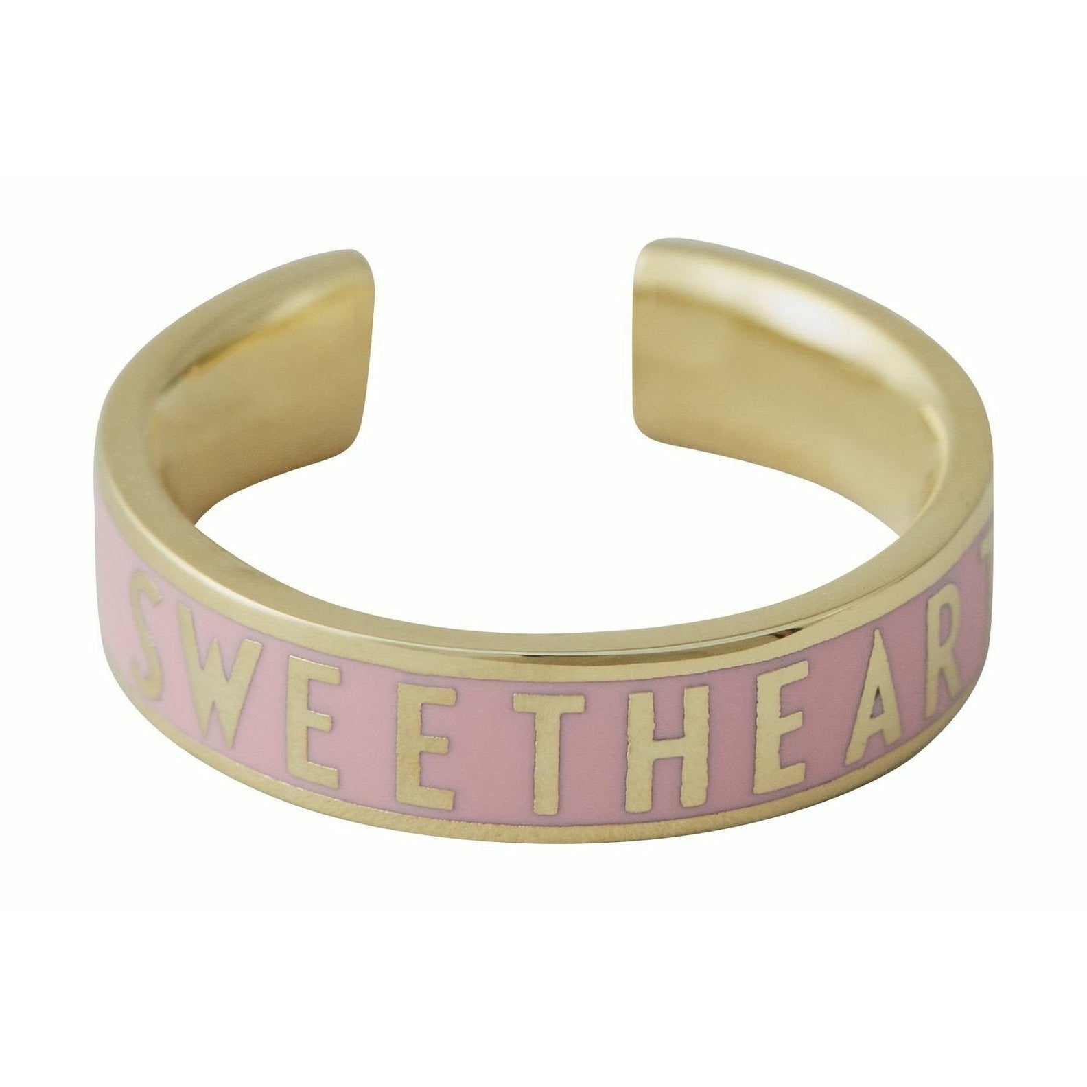 Design Letters Word Candy Ring Sweetheart Brass Gold Platted, Pink