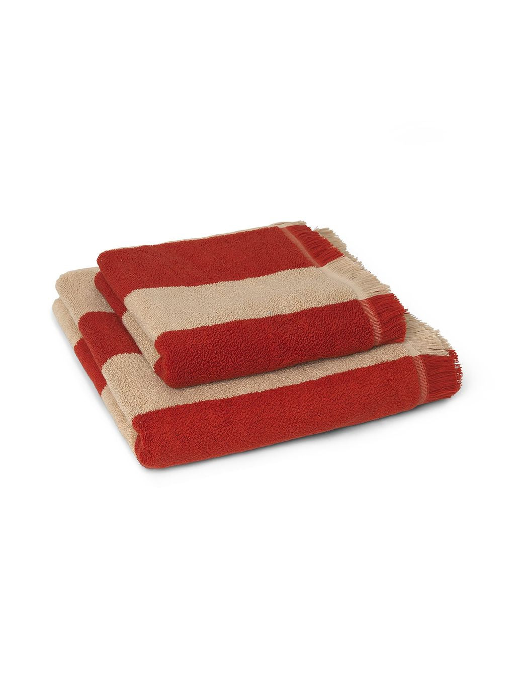 Ferm Living Alee Bath Towel 70x140 Cm, Light Camel/Red