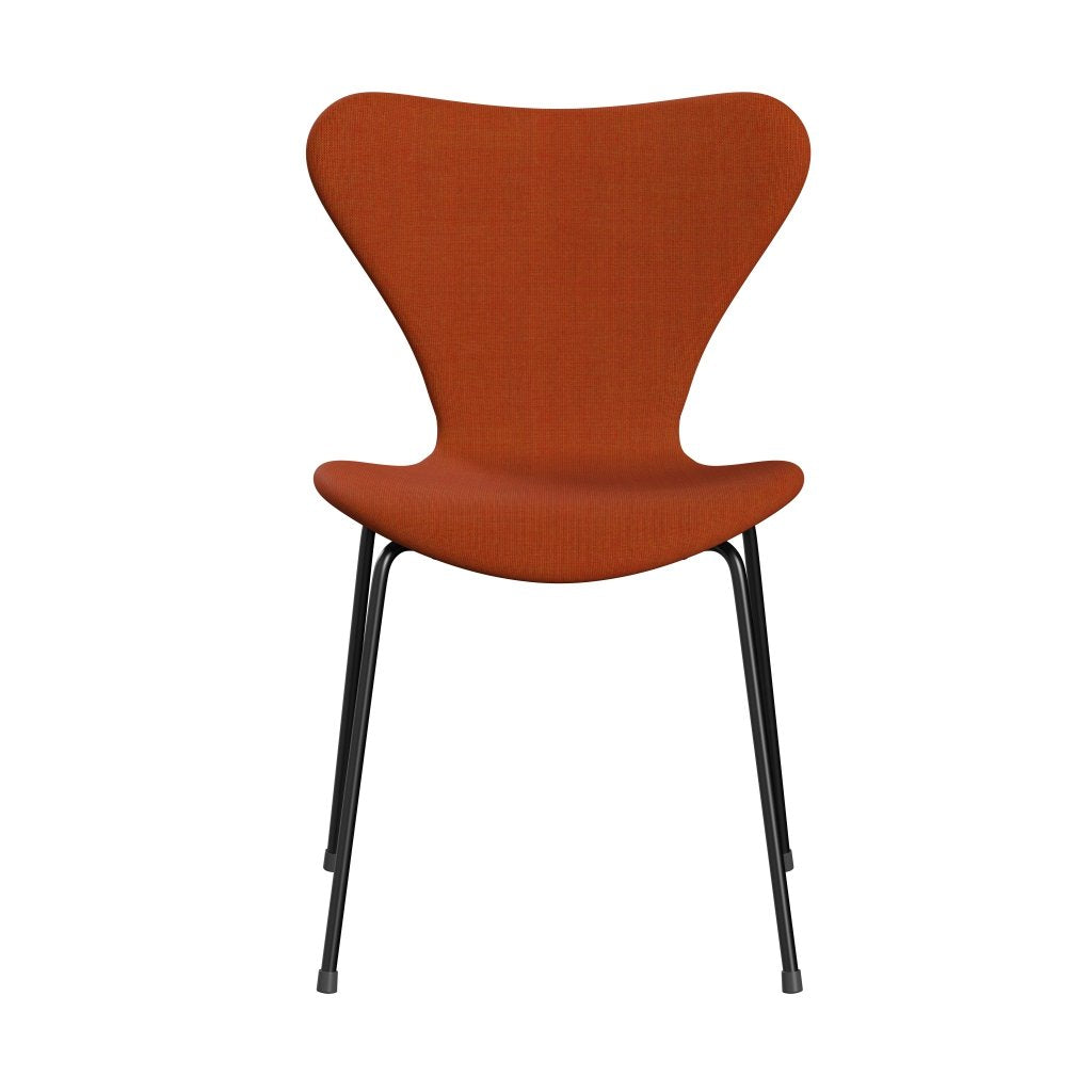 Fritz Hansen 3107 Chair Full Upholstery, Black/Canvas Orange