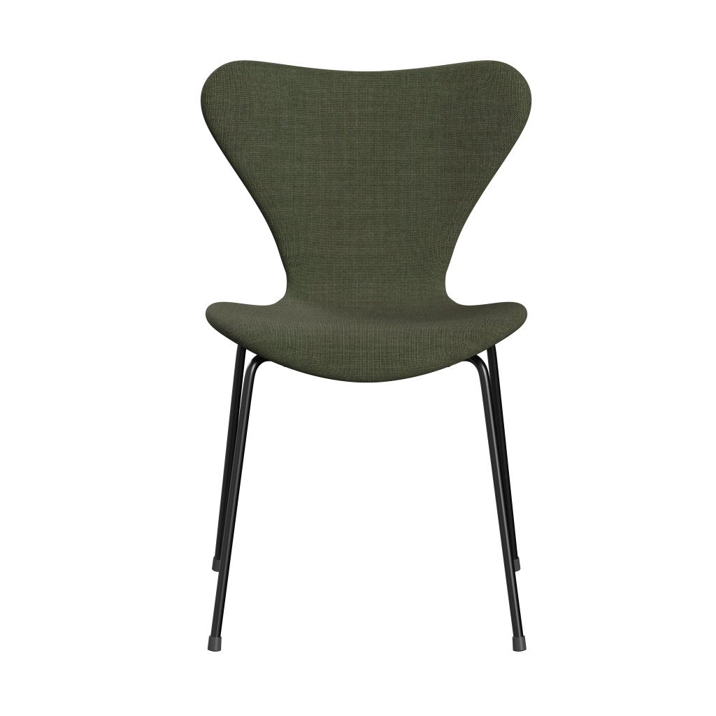 Fritz Hansen 3107 Chair Full Upholstery, Black/Canvas Moss Green