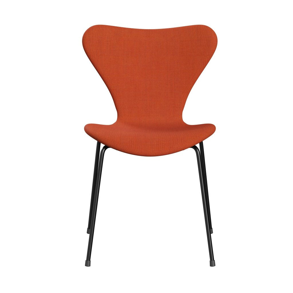 Fritz Hansen 3107 Chair Full Upholstery, Black/Canvas Soft Orange