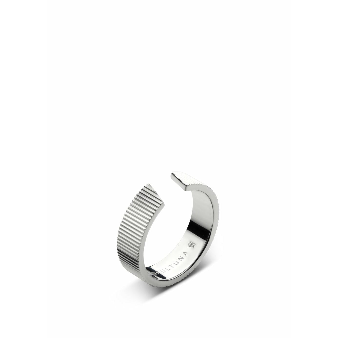 Skultuna Ribbed Ring Wide Small Polished Steel, ø1,6 Cm