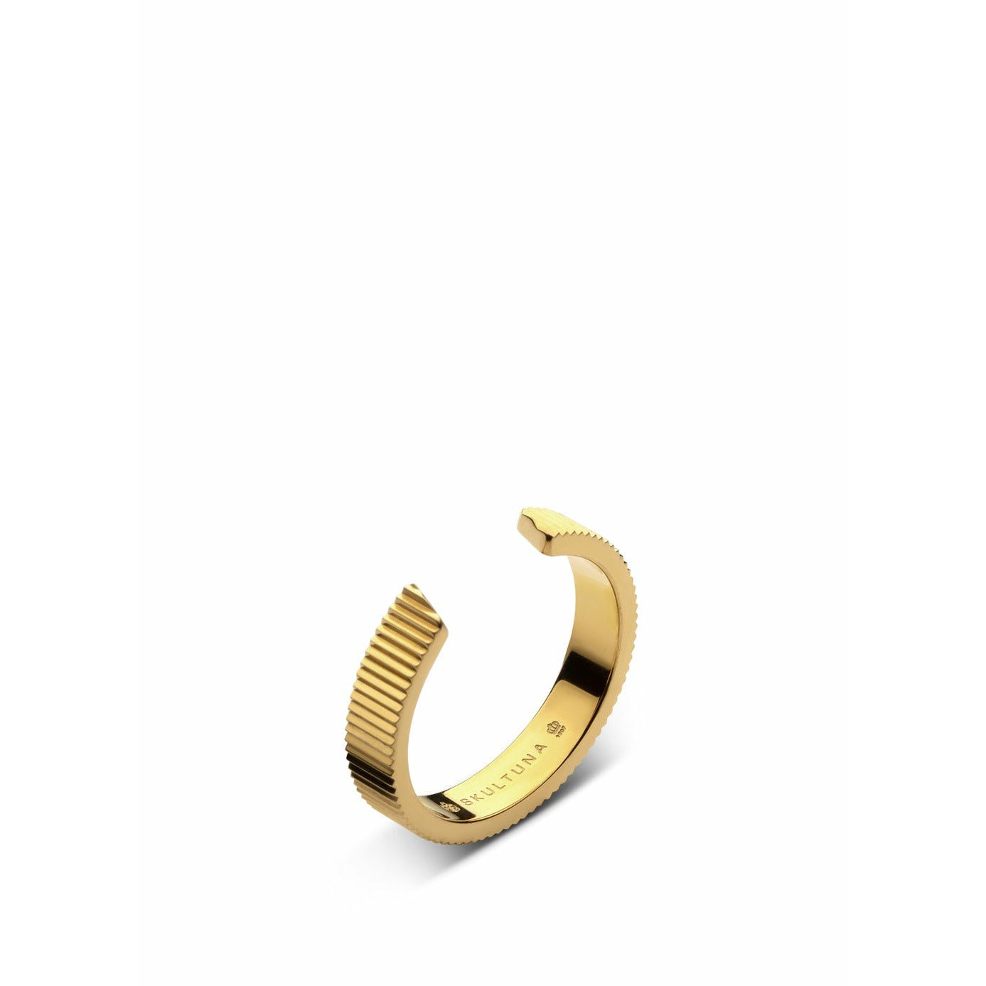 Skultuna Ribbed Ring Medium Small 316 L Steel Gold Plated, ø1,6 Cm