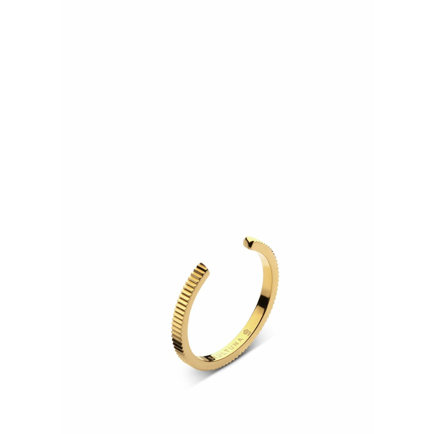 Skultuna Ribbed Thin Ring Medium 316 L Steel Gold Plated, ø1,73 Cm