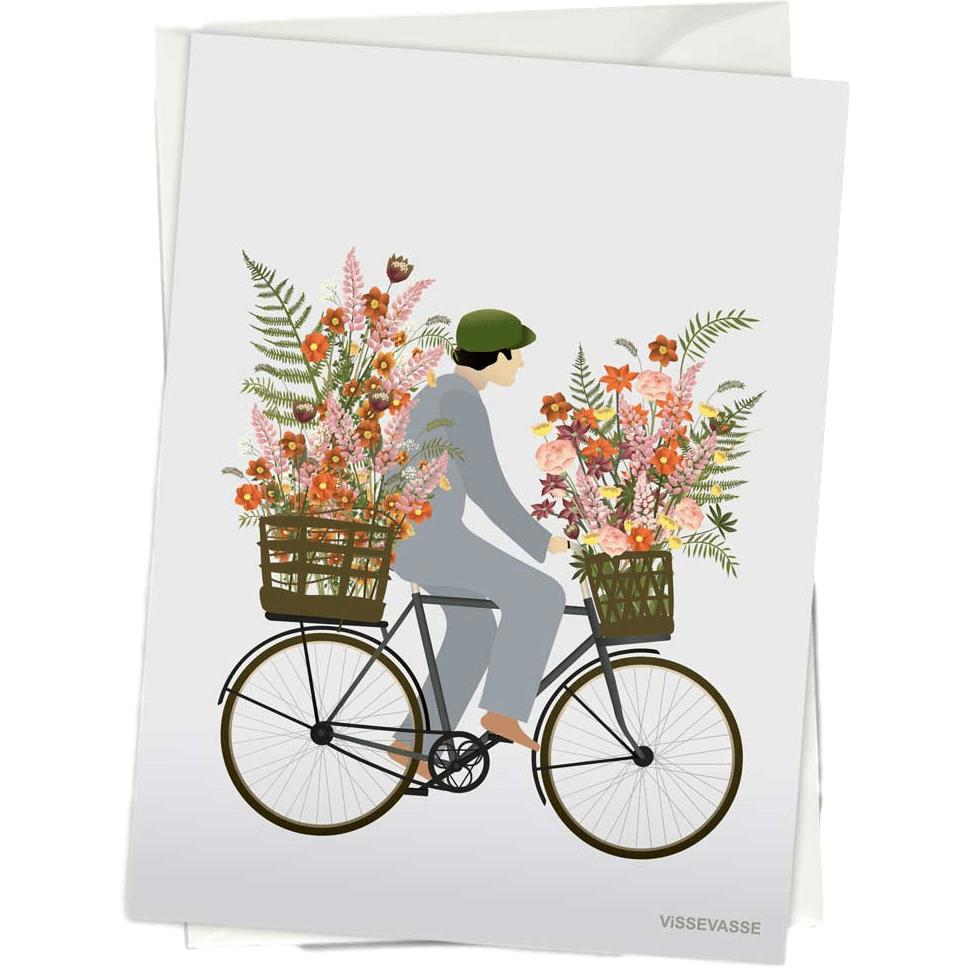 Vissevasse Bicycle With Flowers Greeting Card, 10,5x15