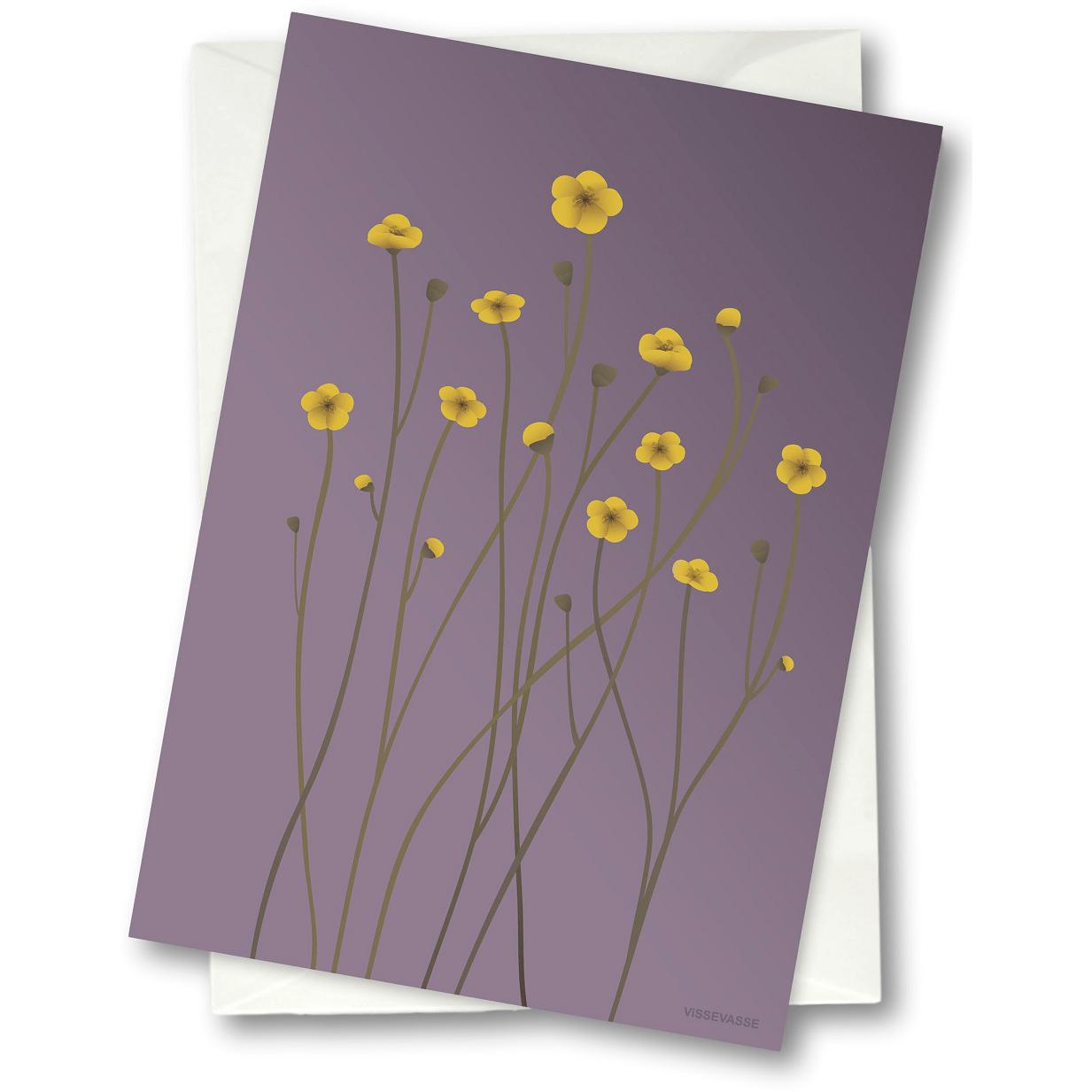 Vissevasse Buttercup Greeting Card 15 X21 Cm, Purple